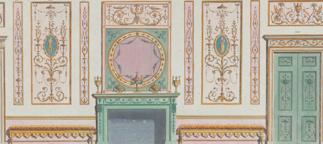 Kapılı ve Şömineli İç Süslemeli Duvar, no. 344-350..., 20 Mart 1785. by Michelangelo Pergolesi