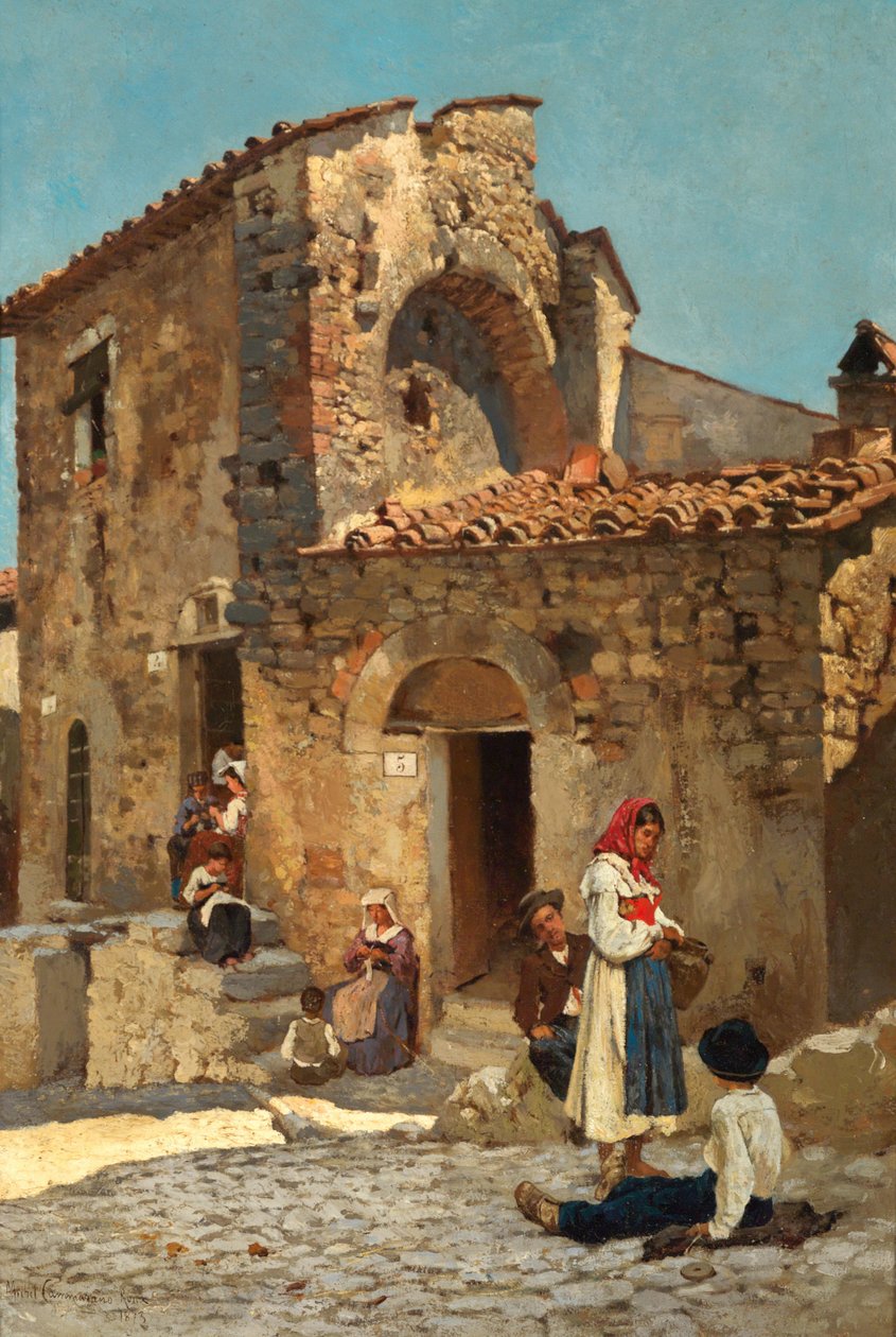 italyanca sokak sahnesi by Michele Cammarano