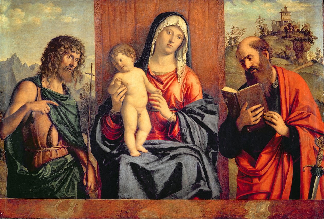 Vaftizci Yahya ve Aziz Paul ile Madonna ve Çocuk by Michele Giambono
