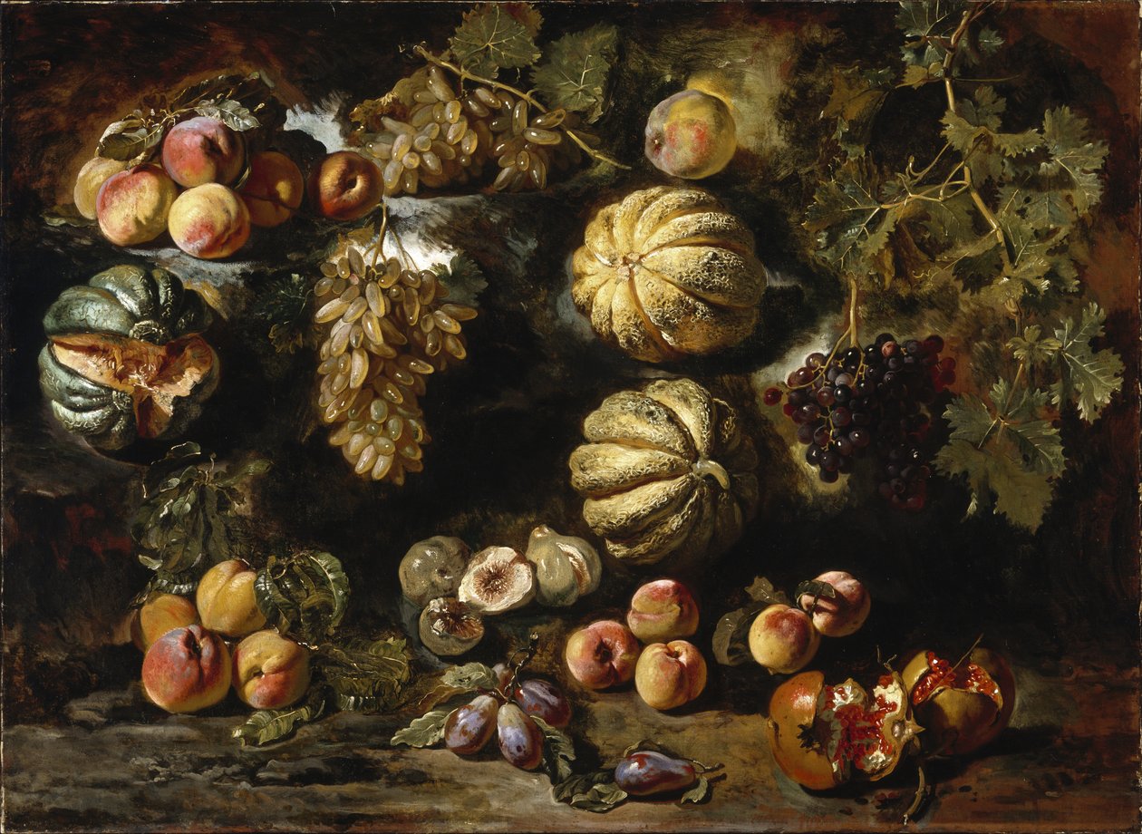 Kavun, Şeftali, İncir ve Üzümlü Natürmort, c. 1640-1650 by Michele Pace del Campidoglio