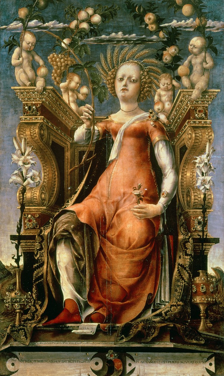 Muse Thalia (Ceres Enthroned) (yağ, tempera, ahşap) by Michele Pannonio
