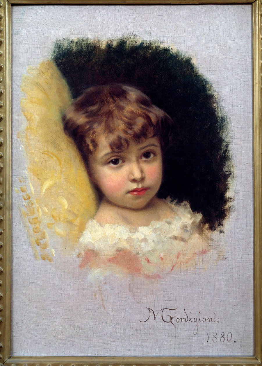 Çocuk Portresi Tablosu Michel Gordigiani (1830-1909) 1880 Floransa, Modern Sanat Müzesi by Michele Giordigiani