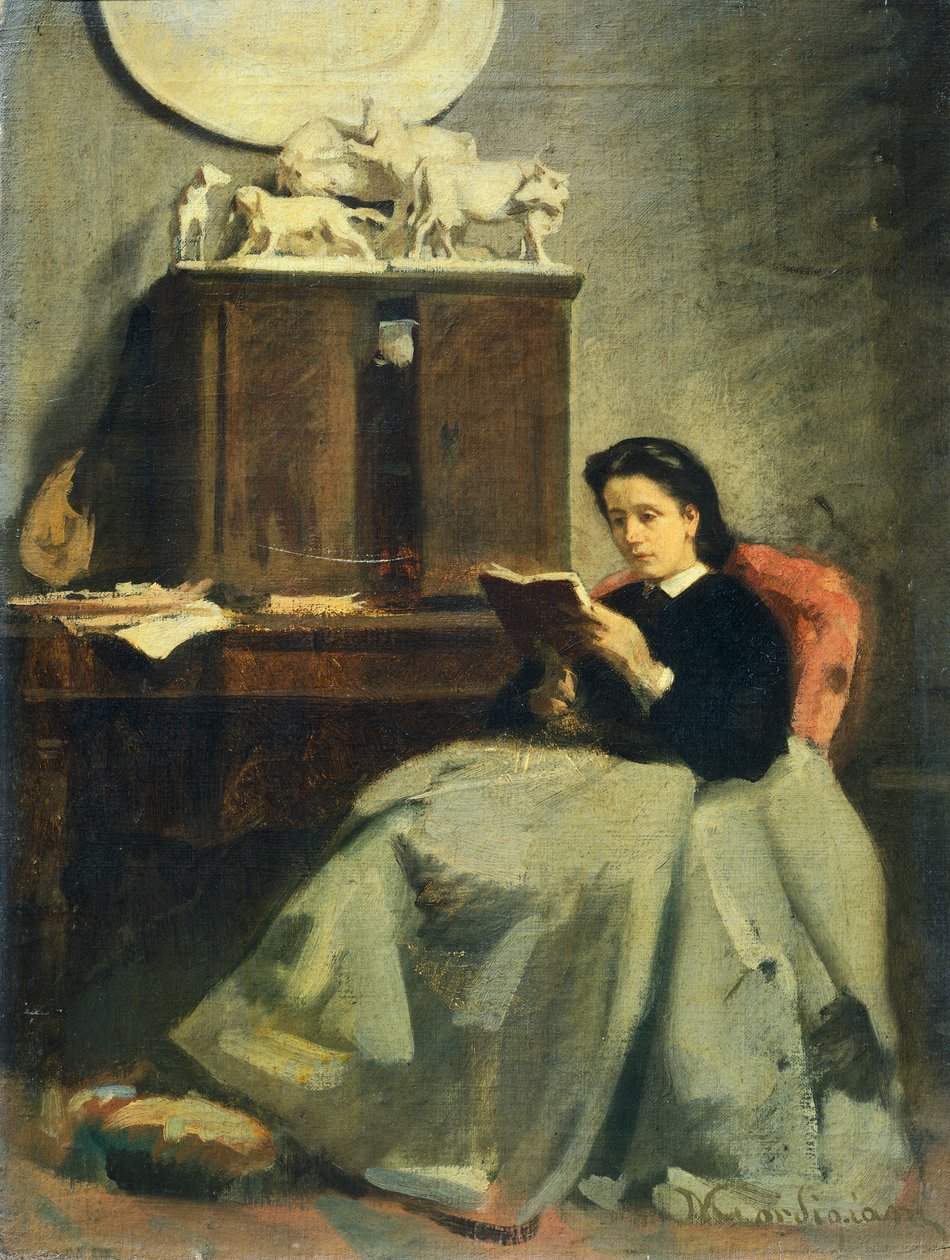 Eş okuma Michele Gordigiani (1830-1909), tuval üzerine yağlıboya, 45x34 cm by Michele Gordigiani