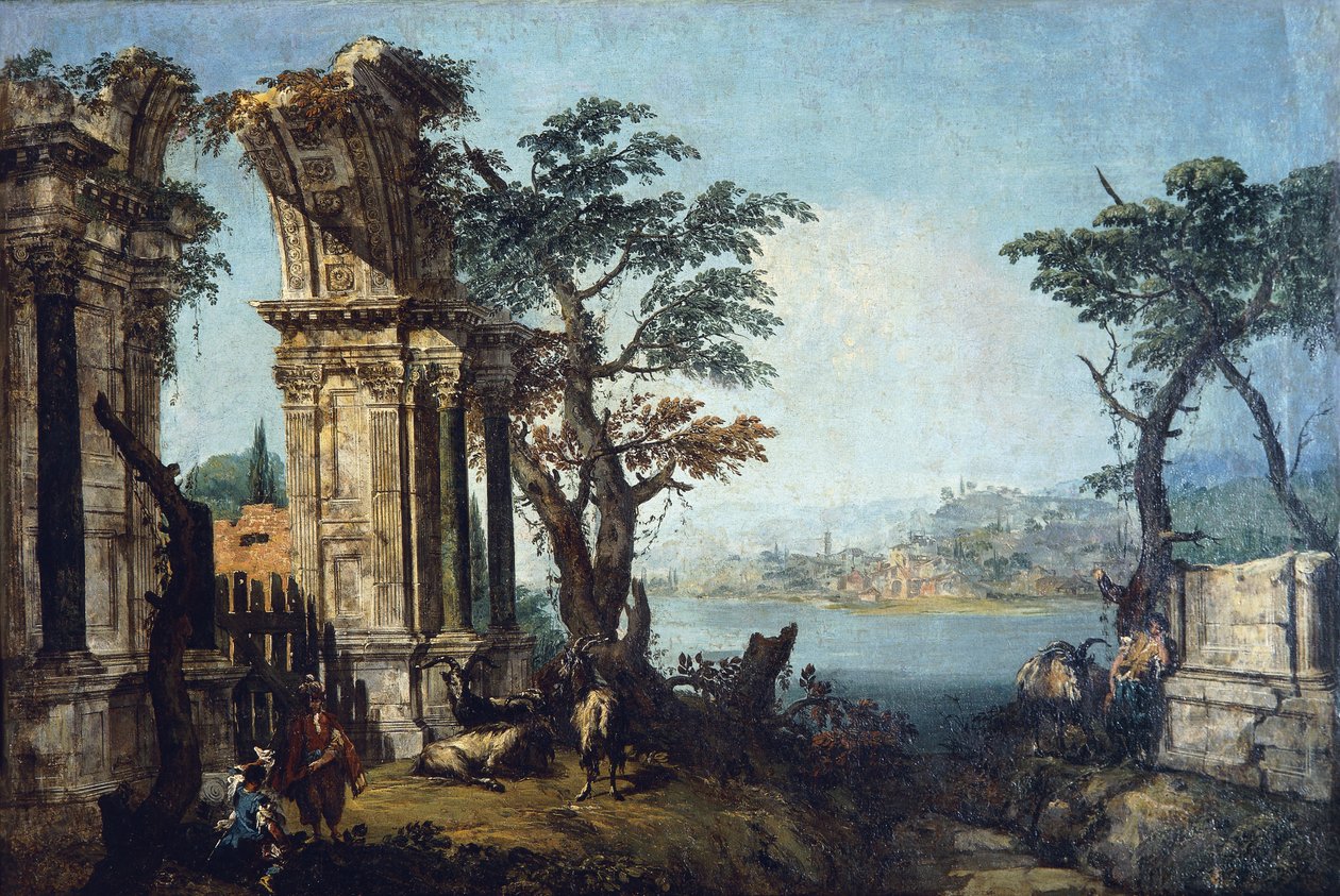 Capriccio klasik kemer ve keçilerle by Michele Marieschi