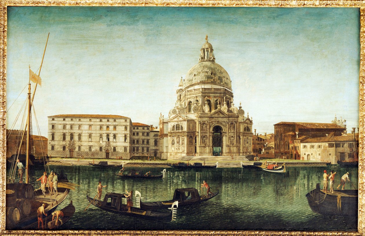 Büyük Kanal üzerinde Gondol ile Santa Maria della Salute, Venedik, by Michele Marieschi