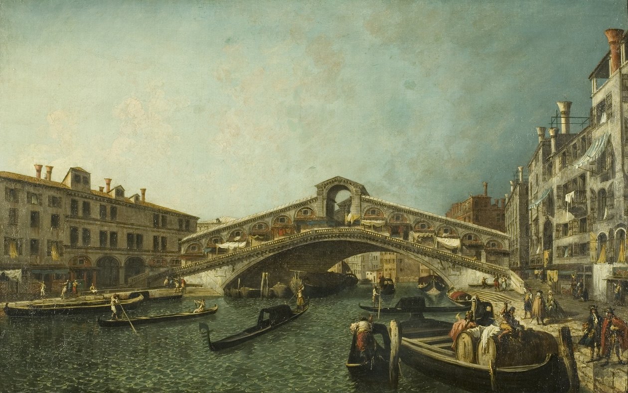 Rialto Köprüsü, Venedik, c.1740 (tuval üzerine yağlı boya) by Michele Marieschi