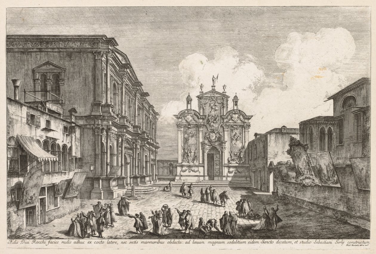 Venedik Manzaraları: Campo S. Rocco by Michele Marieschi