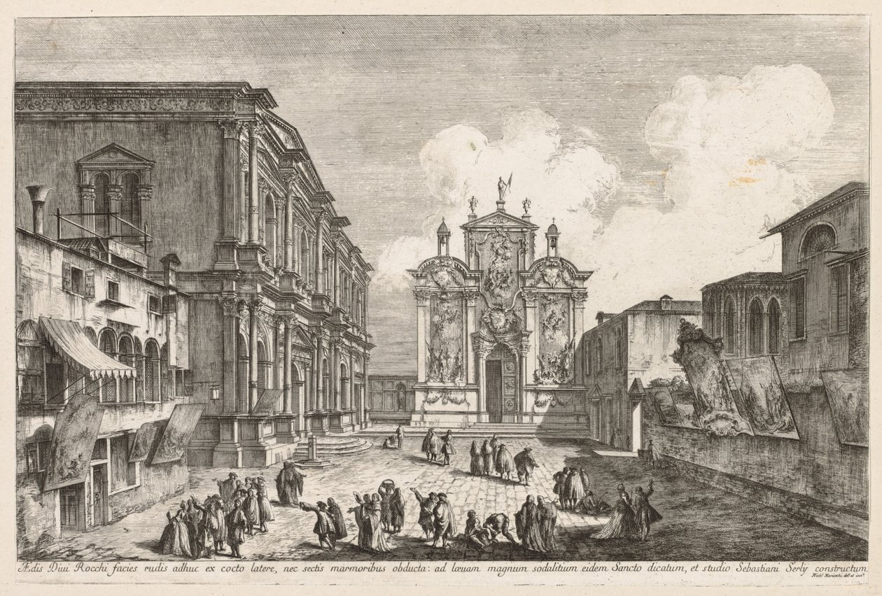 Venedik Manzaraları: Campo S. Rocco, 1741. by Michele Marieschi