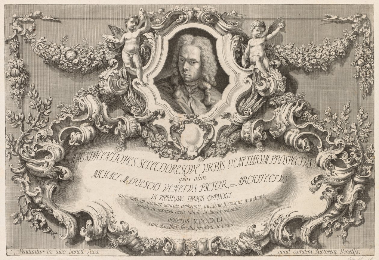 Venedik Manzaraları: Frontispiece - Başlık Sayfası by Michele Marieschi