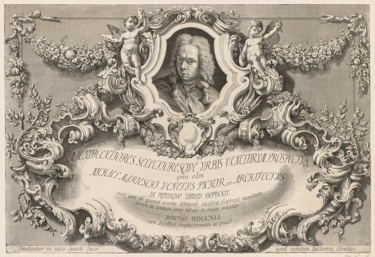 Venedik Görünümleri: Frontispiece - Başlık Sayfası, 1741. by Michele Marieschi