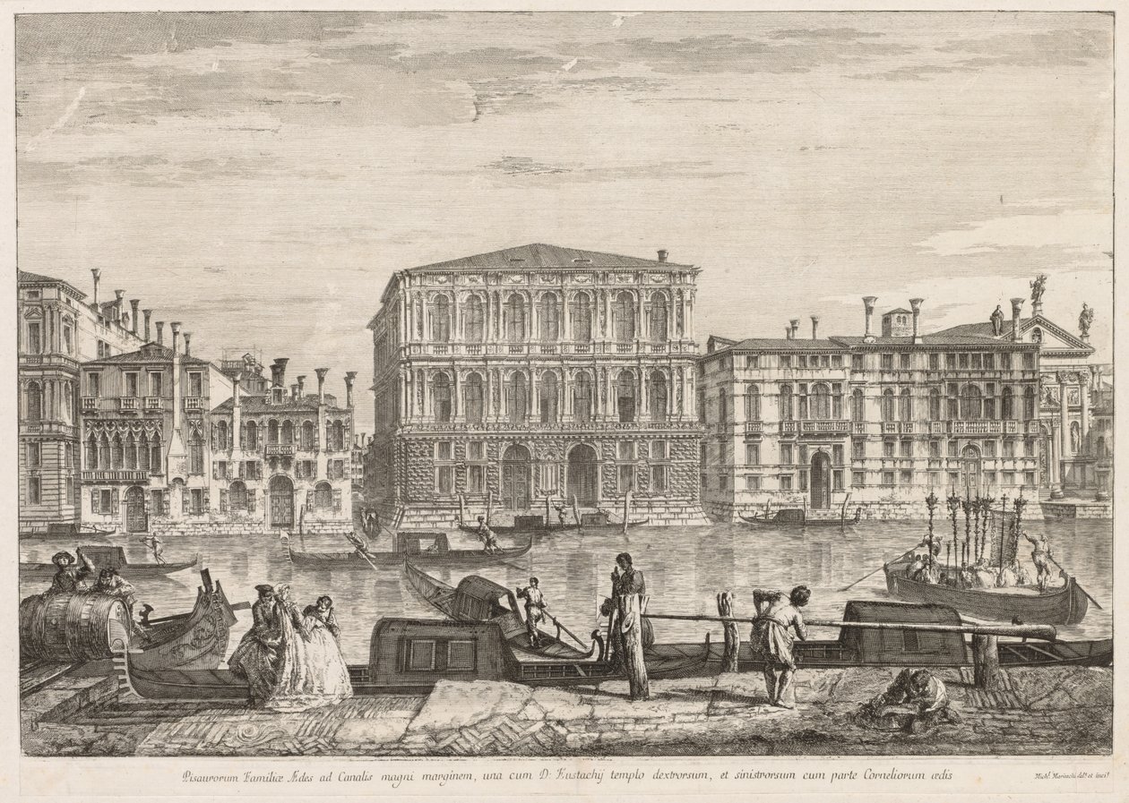 Venedik Manzaraları: Palazzo Pesaro, 1741. by Michele Marieschi