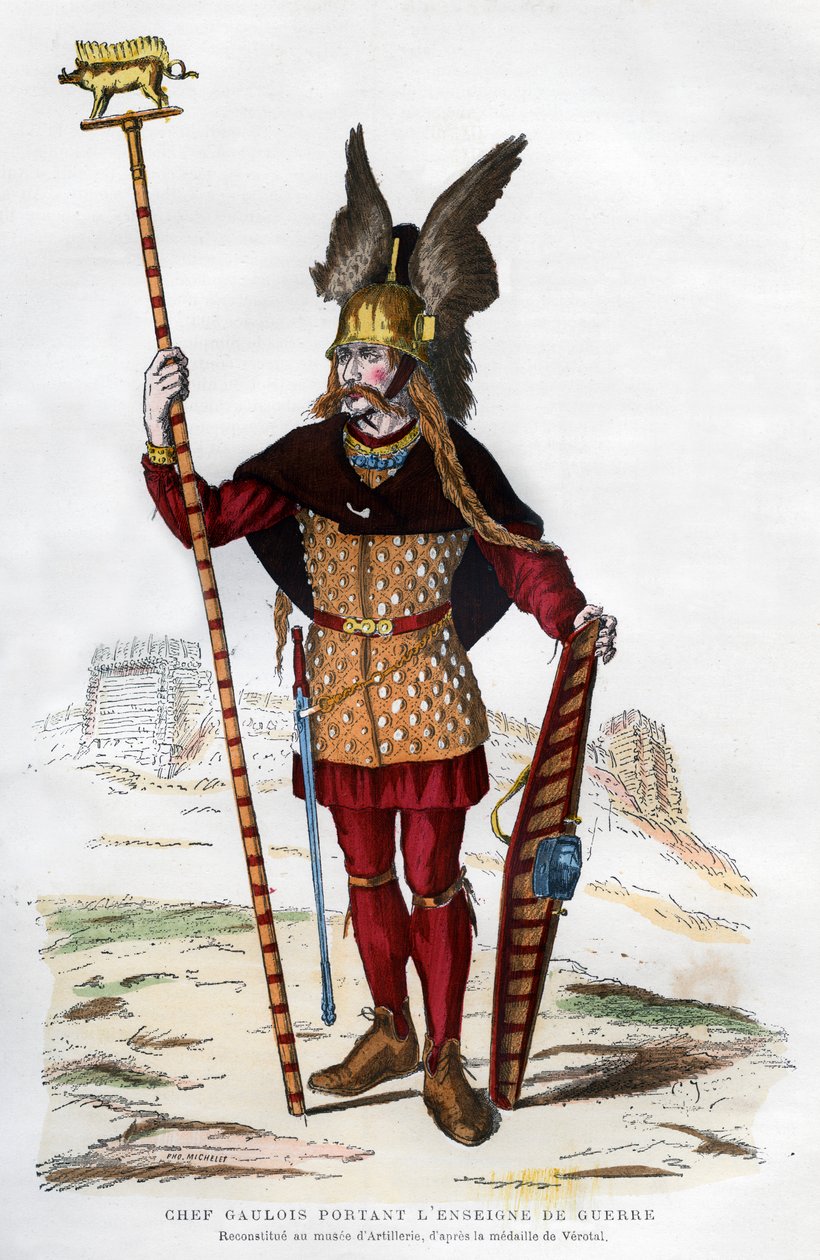 Bir standart taşıyan savaş elbiseli Galya şefi, 1882-1884. by Michelet