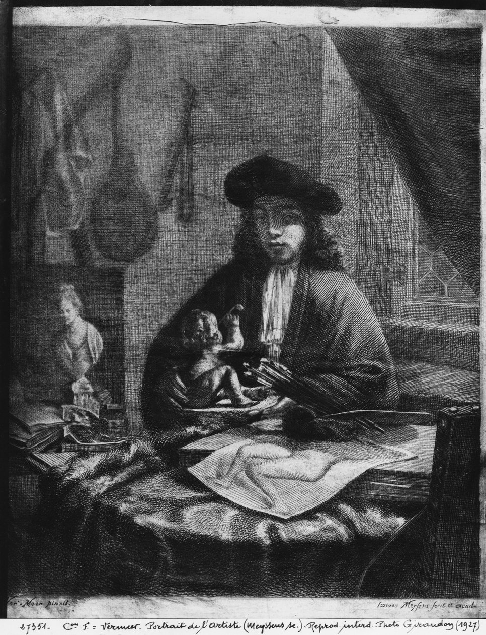Johannes Meyssens (1612-70) tarafından oyulmuş Genç Bir Sanatçının Portresi by Michiel van Musscher
