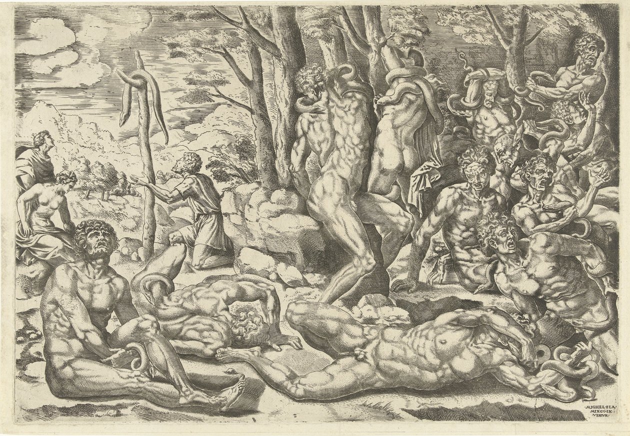 Brazen Yılanın Hayranlığı by Michiel Coxie (I) (attributed to)