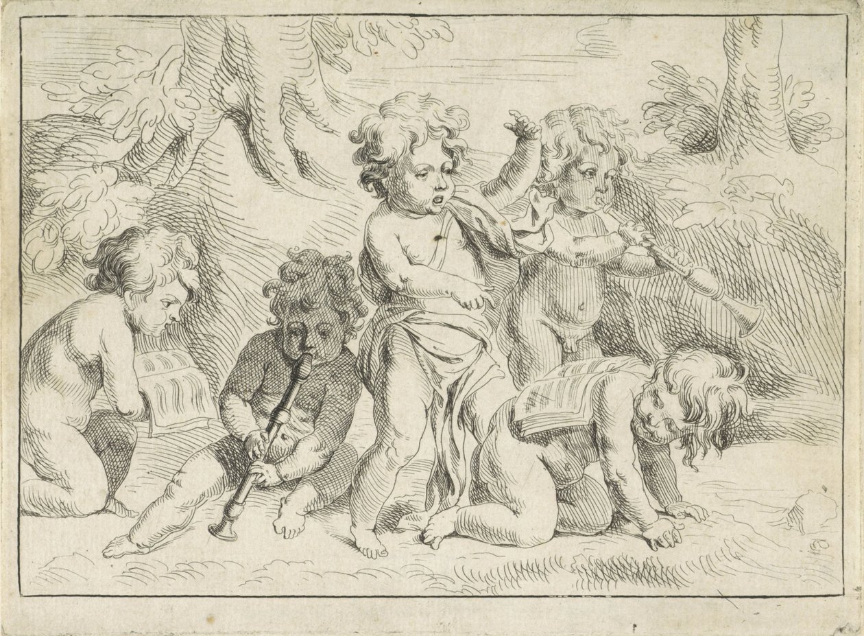 Beş müzik yapan çocuk by Michiel Frans van der Voort