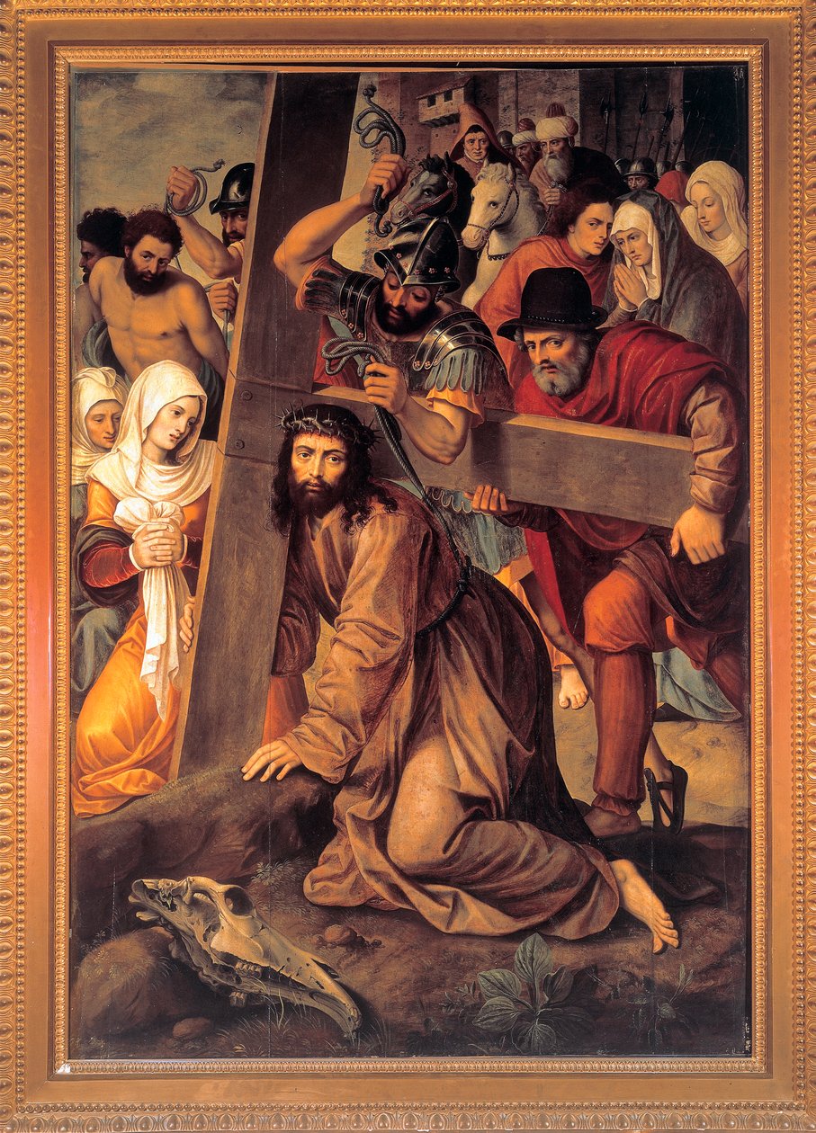 Michiel Coxcie (Coxie) (1499-1592) tarafından ""İsa Haç Taşıyan" (Mesih Haç Taşıyan) Tablo by Michiel I Coxie or Coxcie