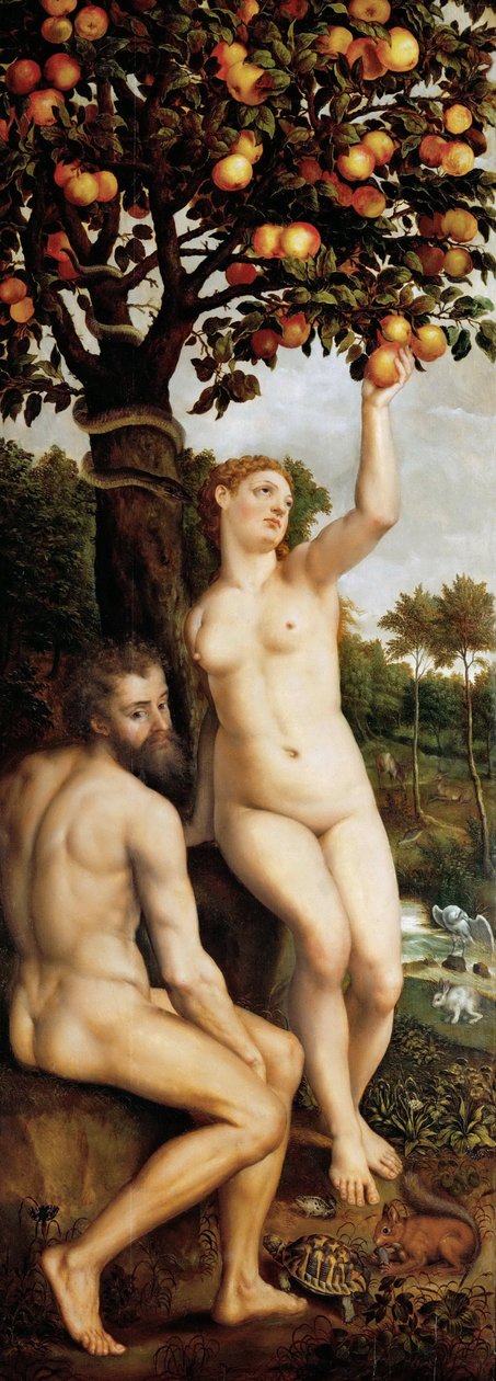 La chute de l'homme - İnsanın Düşüşü - Michiel Coxcie (Coxie) (1499-1592). Ahşap üzerine yağlı boya, 16. yüzyılın ortalarında. Ebat : 237x87,5 cm. Sanat Tarihi Müzesi, Viyana by Michiel I Coxie or Coxcie