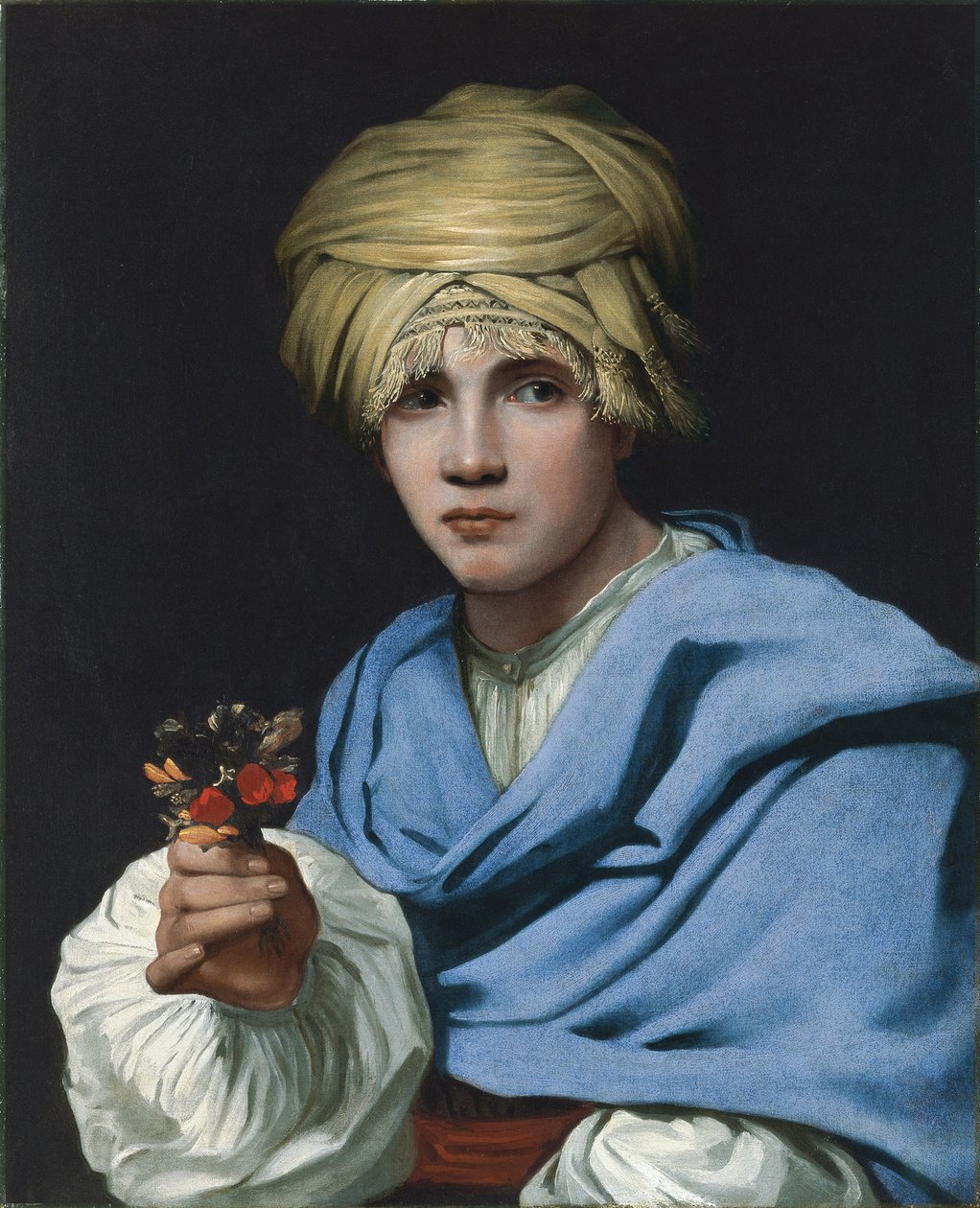 Türbanlı bir Nosegay tutan çocuk by Michiel Sweerts