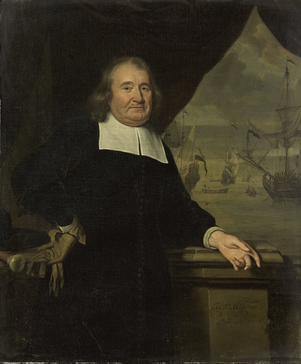 Bir kaptanın veya gemi sahibinin portresi by Michiel van Musscher