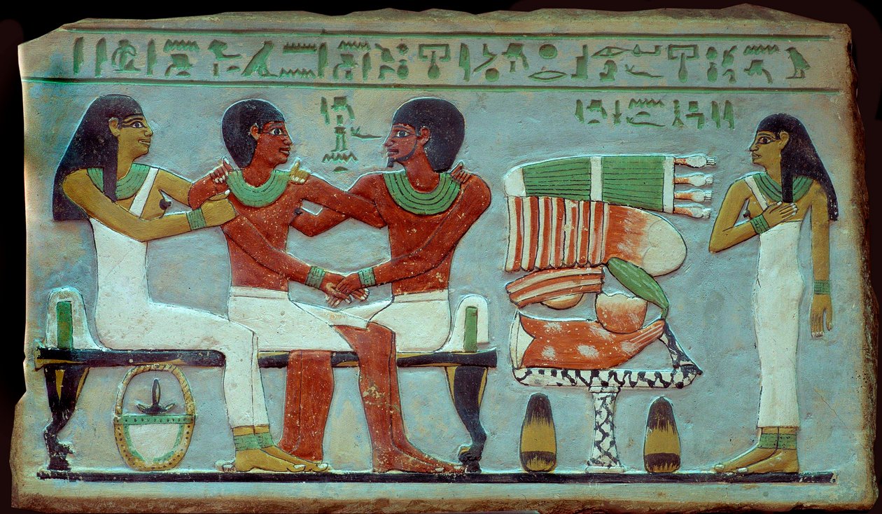 Mısır antikası: Thebes yakınlarındaki Abydos nekropolünden özel ve hatıra steli. Orta imparatorluk. Kahire, Mısır Müzesi by Middle Kingdom Egyptian