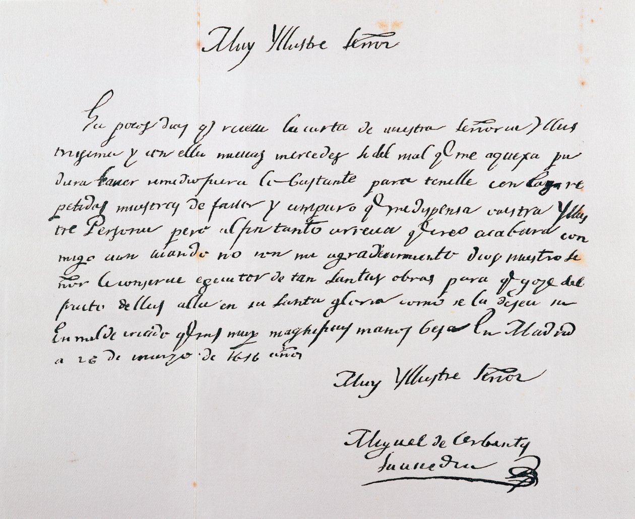 Toledo Başpiskoposuna yazılan mektup, 26 Mart 1616 (kağıt üzerine mürekkep) by Miguel de Cervantes Saavedra