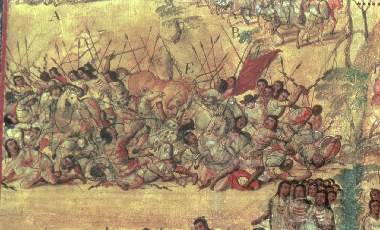 Ekim 1519'da İspanyollar ve Kızılderililer Arasında Cholula Şehrinde Savaş by Miguel Gonzalez