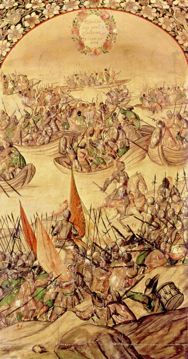 Garcia de Holguin Quanhtemoc'u işgal ediyor by Miguel Gonzalez
