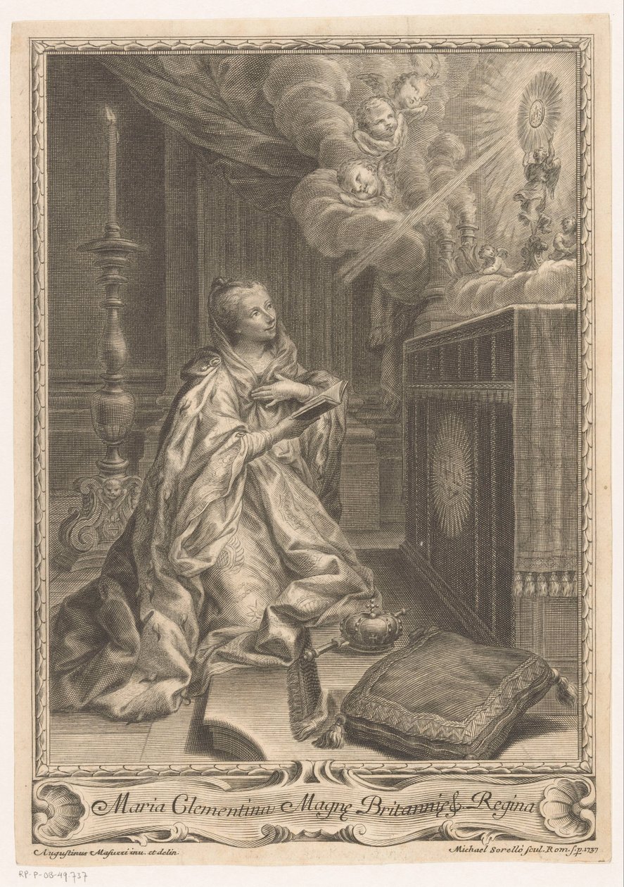 Bir sunağın önünde Maria Clementina Sobieska by Miguel de Sorelló