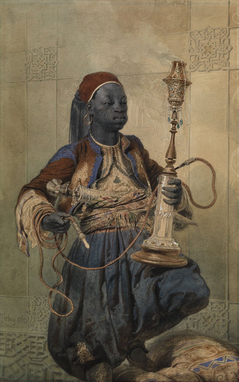 Nargile ile Nubian, 1862 by Mihaly von Zichy