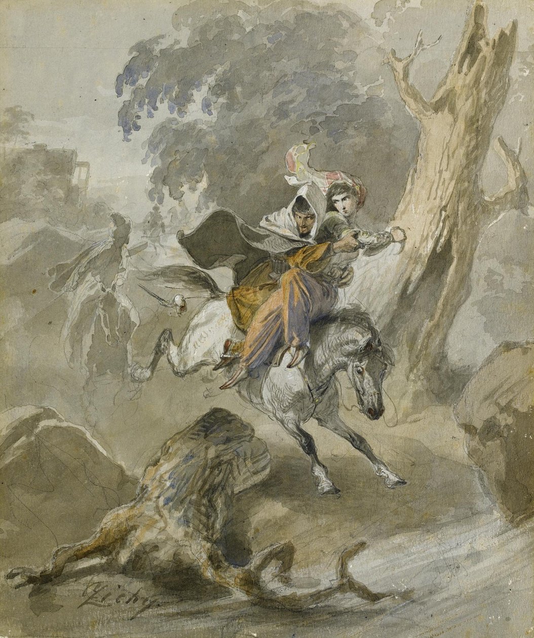 Scènes du Caucase dizisinden adam kaçırma by Mihaly von Zichy