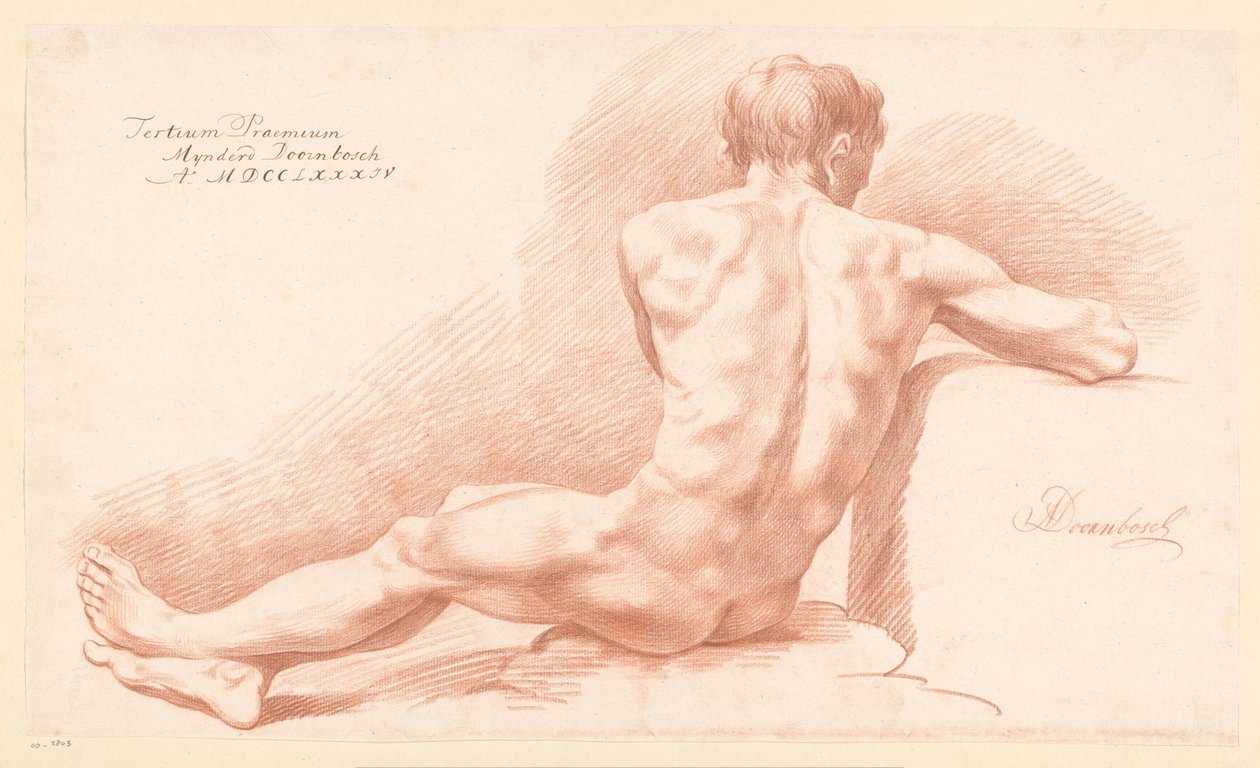 Oturan Erkek Çıplak, Arkadan Görünüş (3. Ödül 1784) by Mijnderd Doornbosch