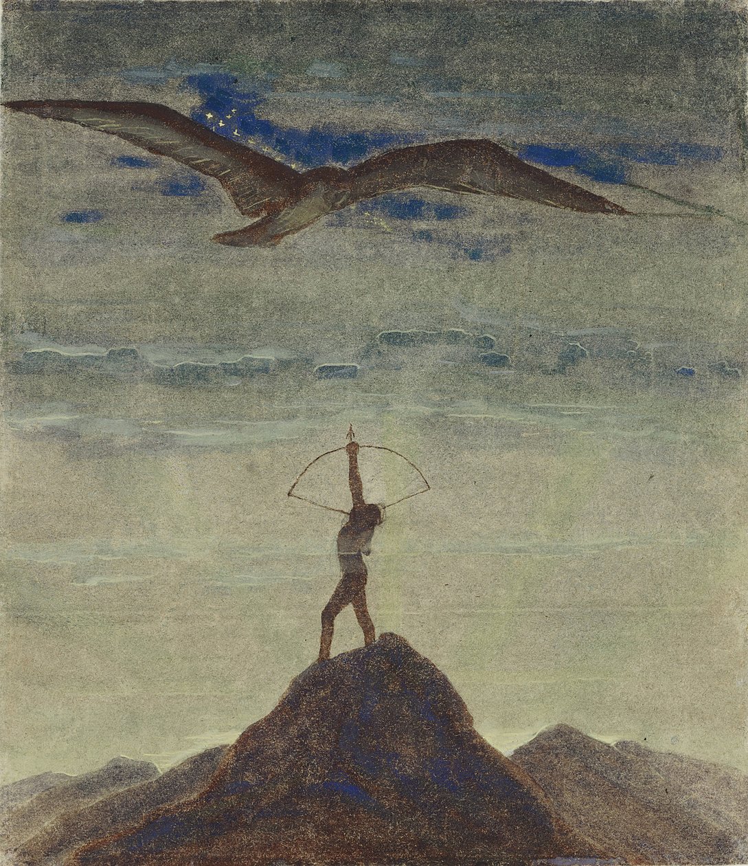 Yay Burcu (""Zodyak" Döngüsünden) par Ciurlionis, Mikalojus Konstantinas (1875-1911). Kağıt üzerinde tempera, boyut : 35,3x30,1 by Mikalojus Konstantinas Čiurlionis