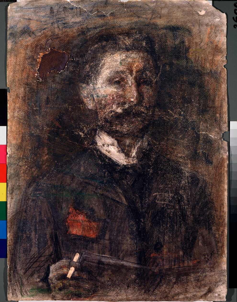 Otoportre (Otoportre) - Mikhail Alexandrovich Vrubel (Vrubel) (1856-1910) tarafından yapılan çalışma, karton üzerine karakalem, pastel ve sanguine by Mikhail Aleksandrovich Vrubel