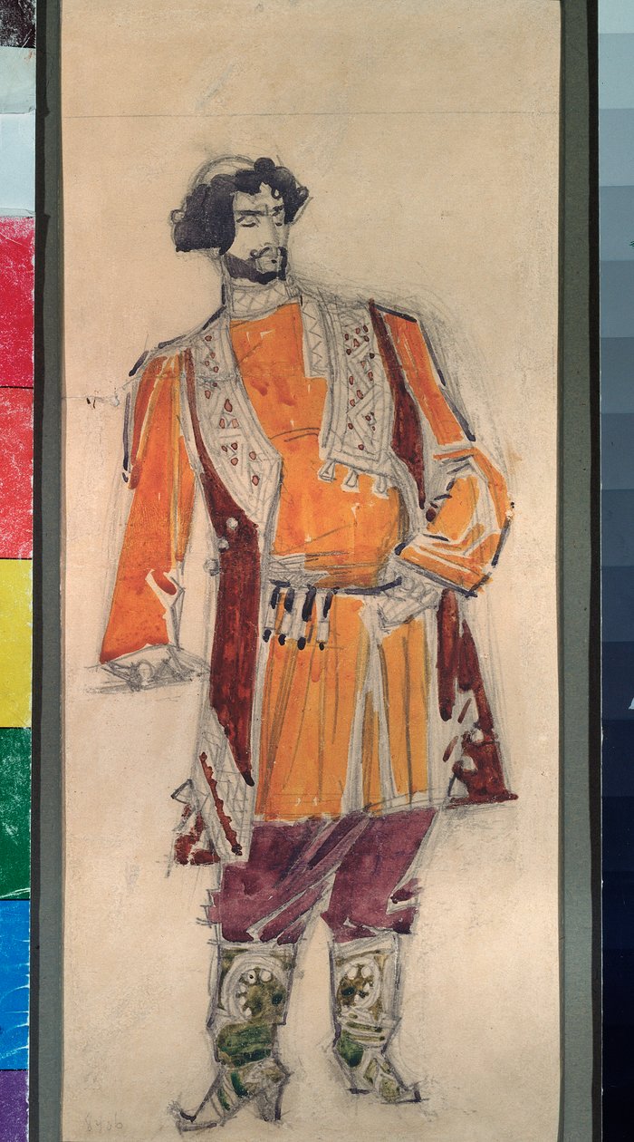 Nicholas (Nikolai) Rimsky Korsakov (Rimsky-Korsakov) (1844-1908) tarafından "Çarın Gelini" operası için erkek hazırlık kostümü (N Rimsky Korsakov (Rimsky) tarafından Çarın Gelini operası için kostüm tasarımı ) -Korsakov) - Mikhail Alexander