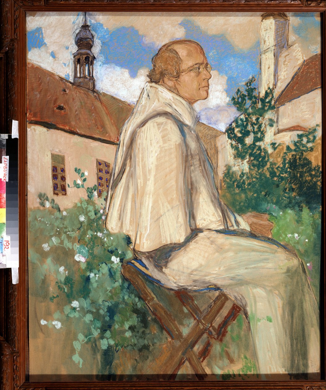 ""Johann Gregor Mendel (1822-1884), Çek keşiş ve botanikçi, genetiğin kurucusu portresi"" Mikhail Dmitrievich Ezuchevsky (1880-1928) 1926 Devlet Darwin Müzesi, Moskova by Mikhail Dmitrievich Ezuchevsky