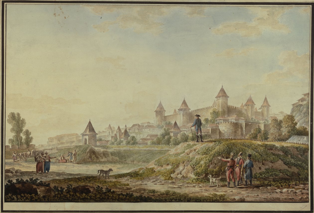 Bender kalesinin görünümü, 1790 by Mikhail Matveevich Ivanov
