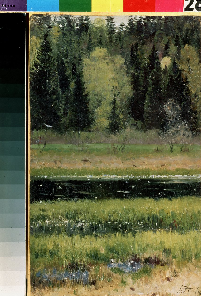 Manzara (Manzara). Mikhail Vasilyevich Nesterov (1862-1942), karton üzerine yağlı boya by Mikhail Vasilievich Nesterov