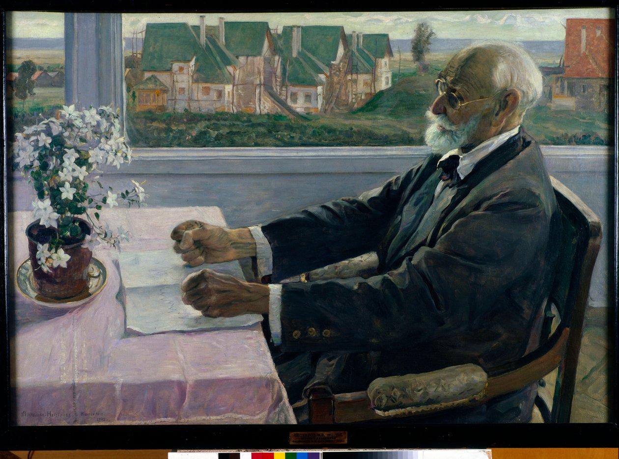 Fizyolog, psikolog ve doktor Ivan Petrovich Pavlov'un Portresi - Mihail Vasilyeviç Nesterov'un (1862-1942) tablosu, tuval üzerine yağlı boya by Mikhail Vasilievich Nesterov