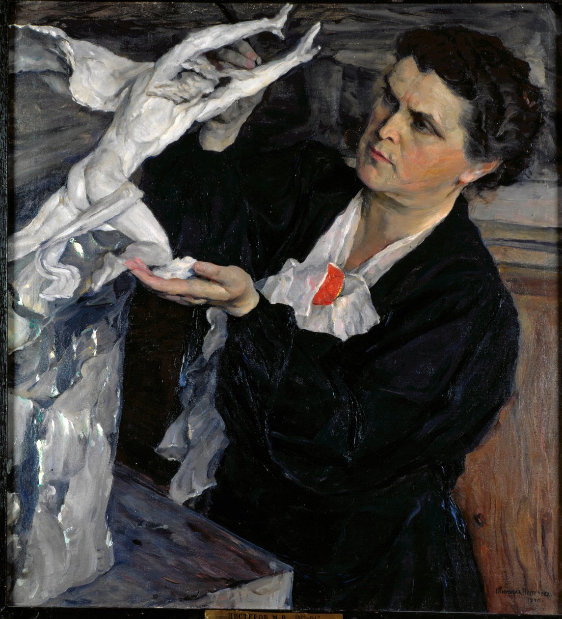 Heykeltıraş Vera Mukhina'nın (Mukhina) portresi (1889-1953). Mikhail Vasylievich Nesterov'un (1862-1942) tablosu, tuval üzerine yağlı boya by Mikhail Vasilievich Nesterov