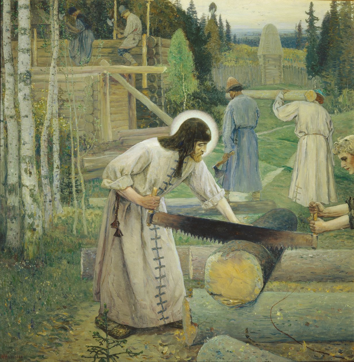 Aziz Sergius, Üç Parçalı Eser, Orta kısım, 1896 by Mikhail Vasilievich Nesterov