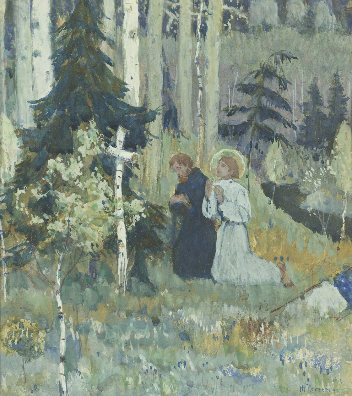Trinity-Sergius Manastırının Kuruluşu by Mikhail Vasilievich Nesterov
