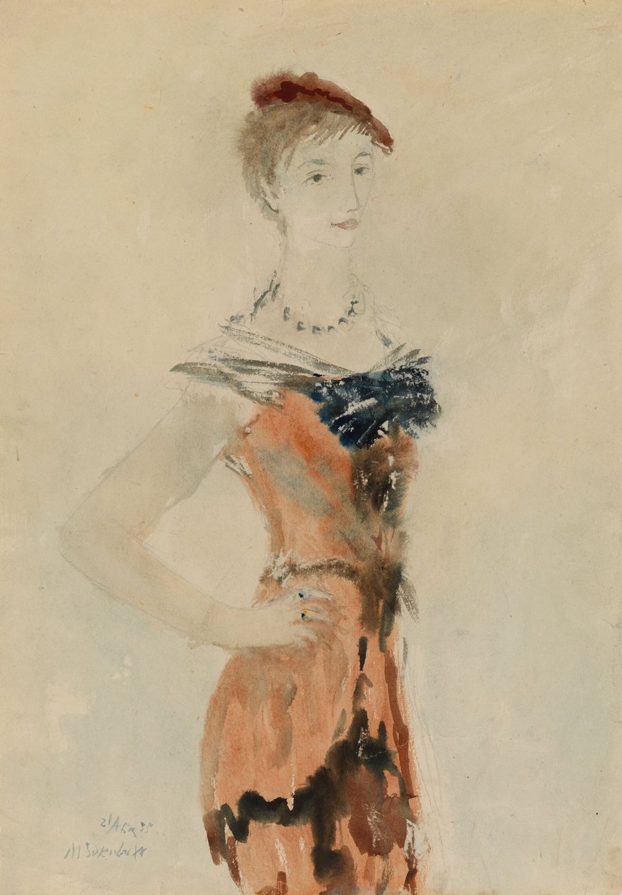 Kırmızı Bereli Kadın, 1935 by Mikhail Xenofontovich Sokolov