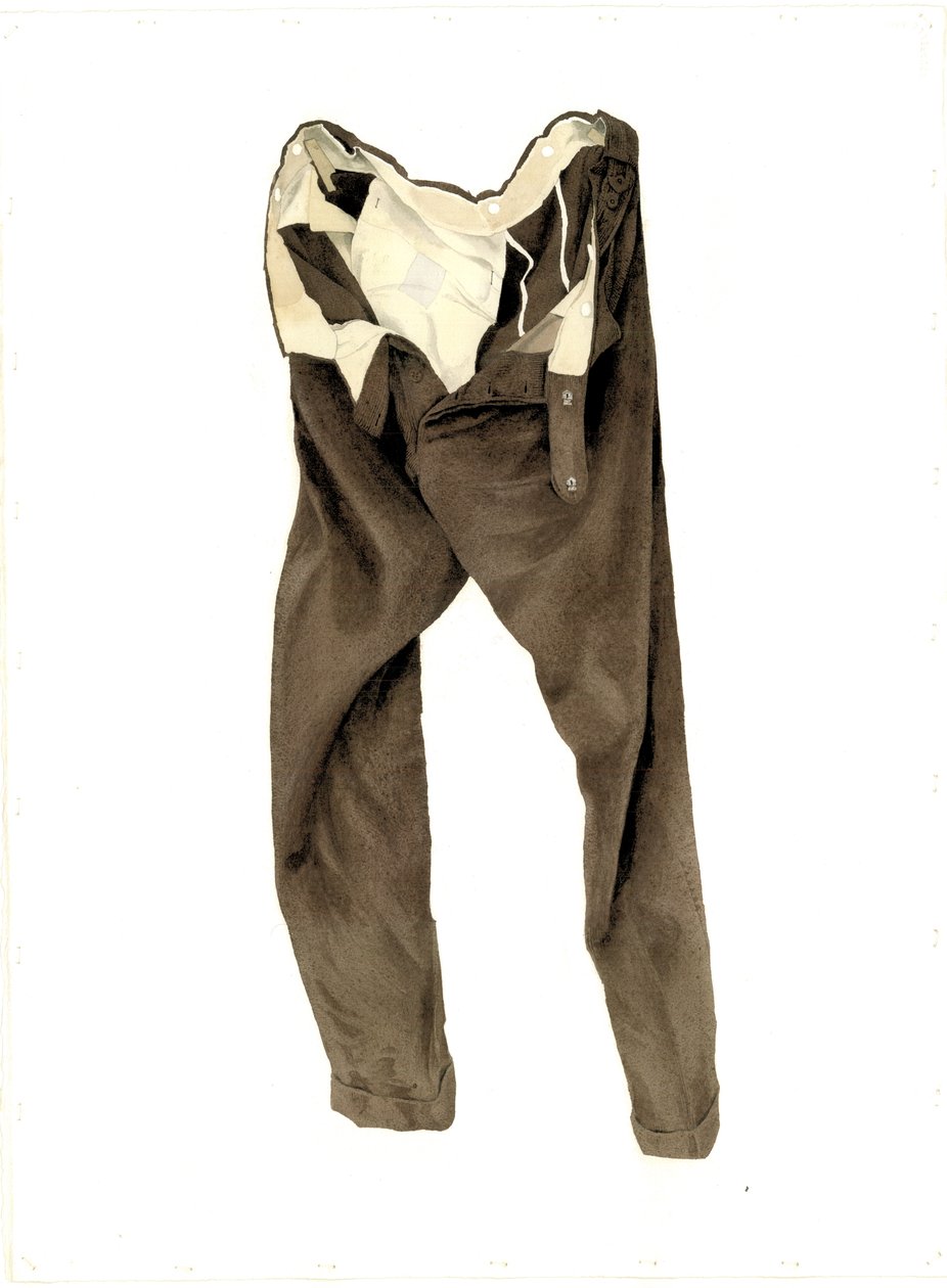 Kahverengi Kadife Pantolon (Michael) 2003 (kağıt üzerinde wc) by Miles Contemporary Artist Thistlethwaite