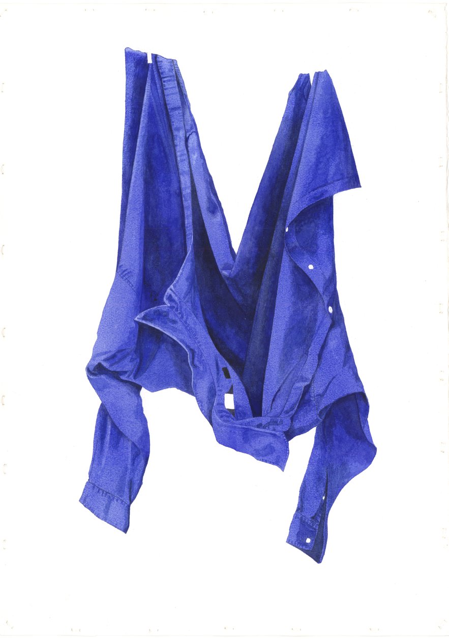 Fierce Blue Shirt, 2003 (kağıt üzerinde wc) by Miles Contemporary Artist Thistlethwaite