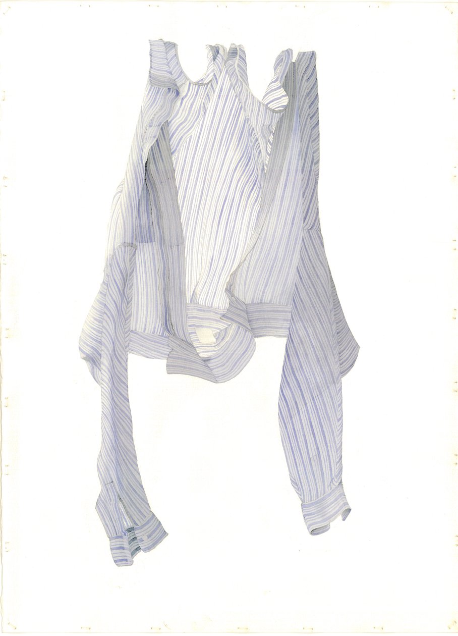 Esinti İçinde Çizgili Mavi Gömlek, 2004 (kağıt üzerinde wc) by Miles Contemporary Artist Thistlethwaite