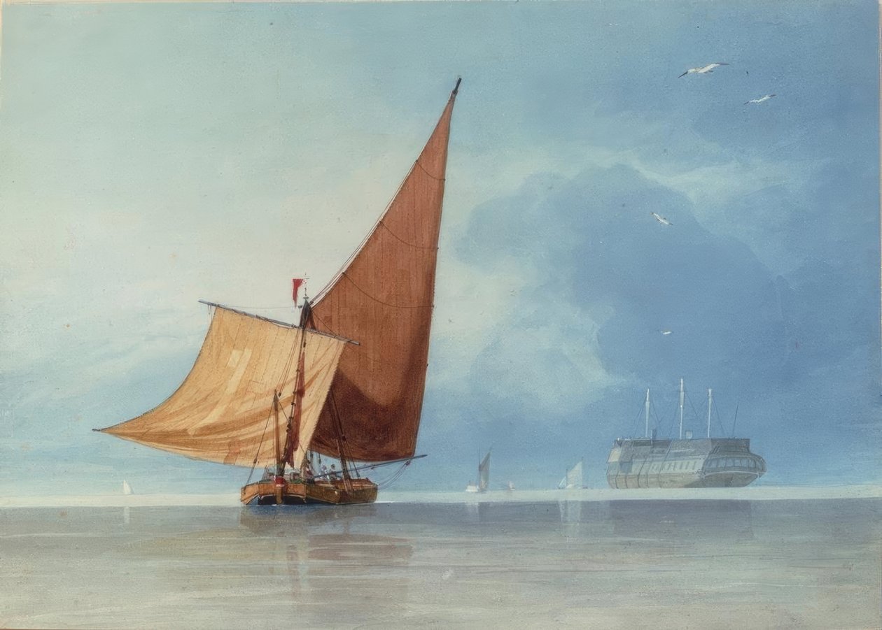 Medway, Kent Girişinde Nakliye by Miles Edmund Cotman