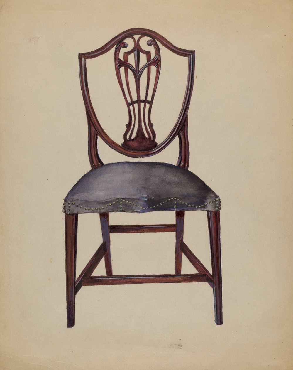 Sandalye, c.1936 (kağıt üzerine suluboya ve guaj) by Mina Lowry