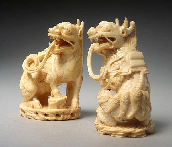 Oyma Qilin Çifti (ayrıca bkz. 272189) by Ming Dynasty Chinese School