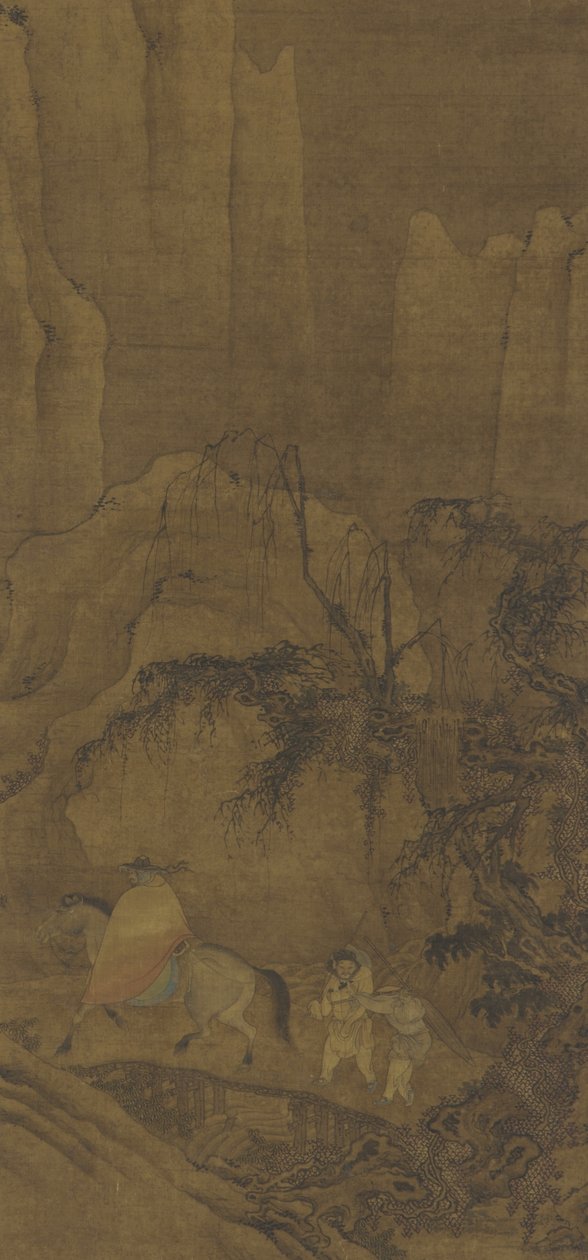 Görevlileri ile At Sırtında Bir Gezgin by Ming Dynasty Chinese School