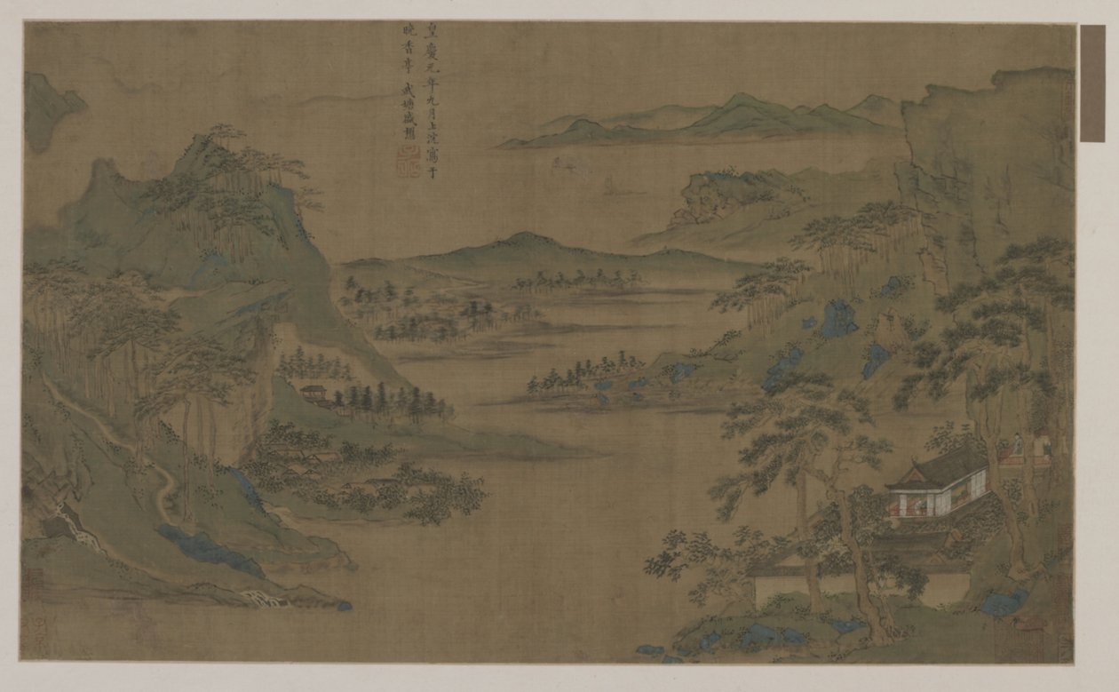 Dağların ve suyun geniş bir görünümü by Ming Dynasty Chinese School
